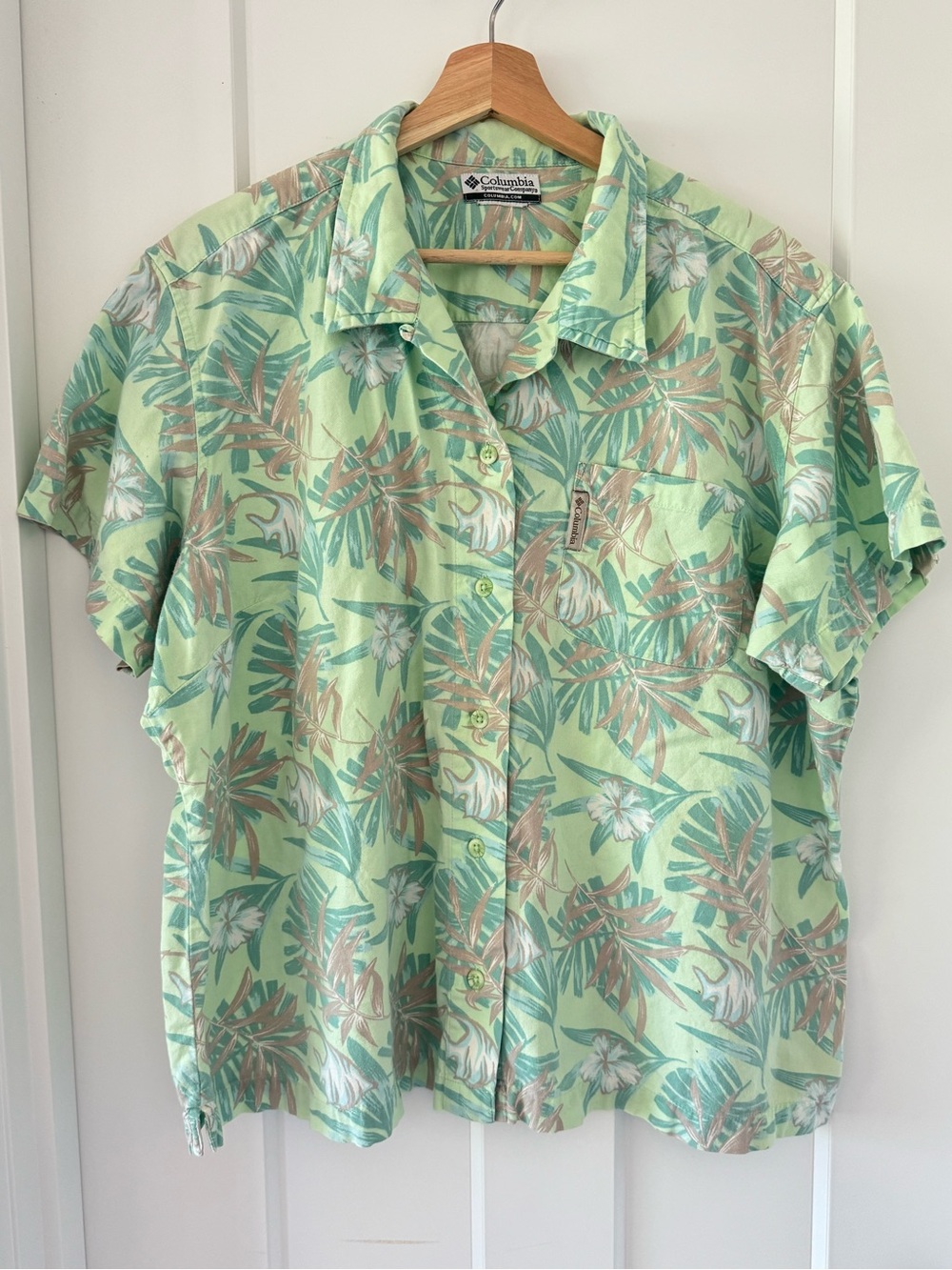 Vintage Columbia Short Sleeve Hawaiian Shirt - Mint Green & Teal